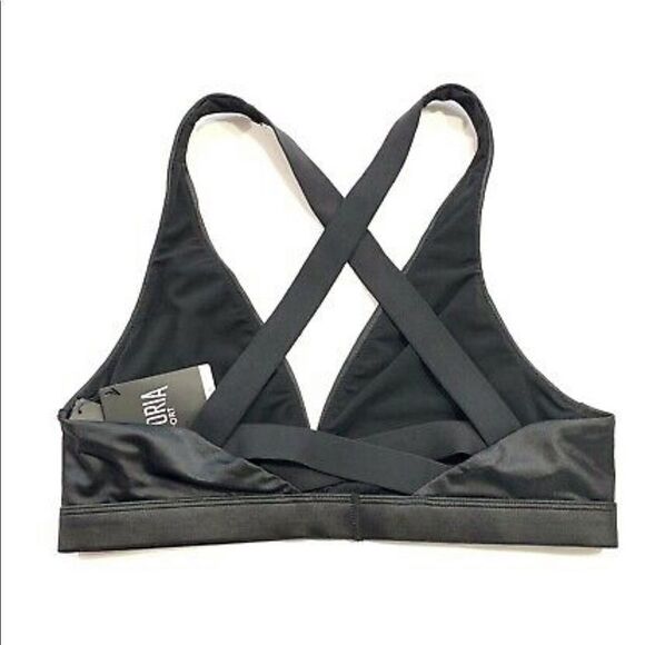 Victoria’s Secret Web Look shiny plunge Unlined sport bra wet look black Large - Picture 3 of 3